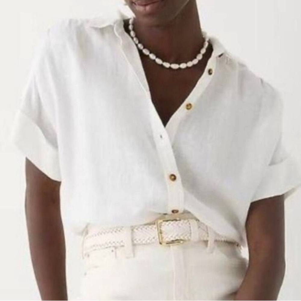 J. Crew Capitaine Baird McNutt White Irish linen Top Blouse S (can fit m) $98
